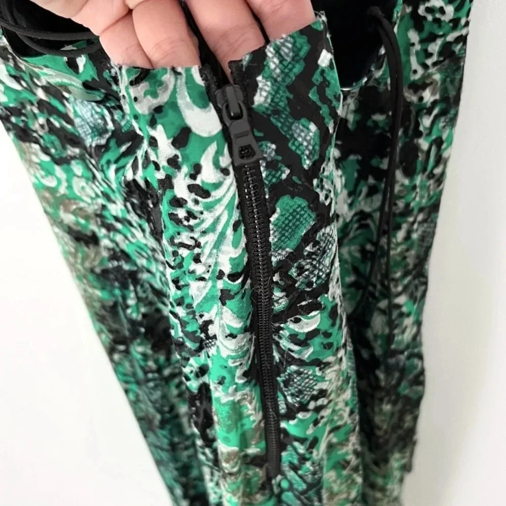 🆕 ALICE + OLIVIA Emerald Green Shanel Animal Print Maxi Dress Sz 4 - Picture 4 of 7